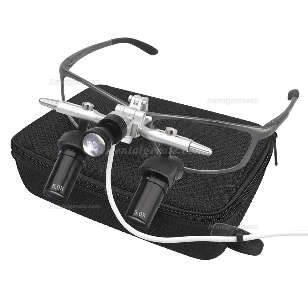 5,0-fach Dental Flip-up Ergonomic Lupenbrille mit Einstellbarem Pupillenabstand und 5 W LED-Licht